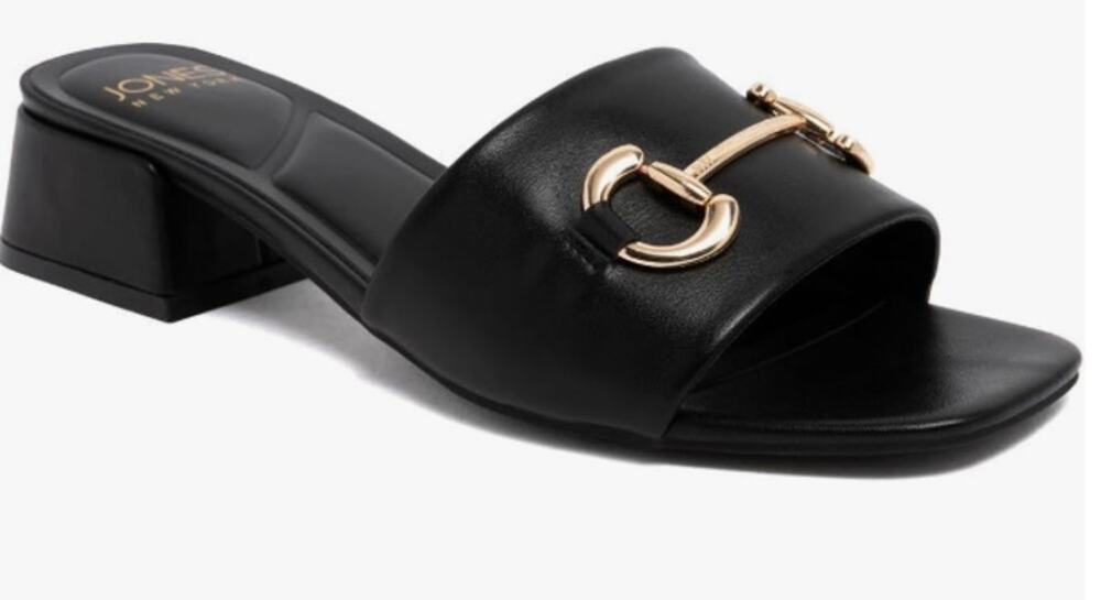 Jones New York Shoes Women's Size 6.5 Black Uniqua Slide Block Heel Sandals Box